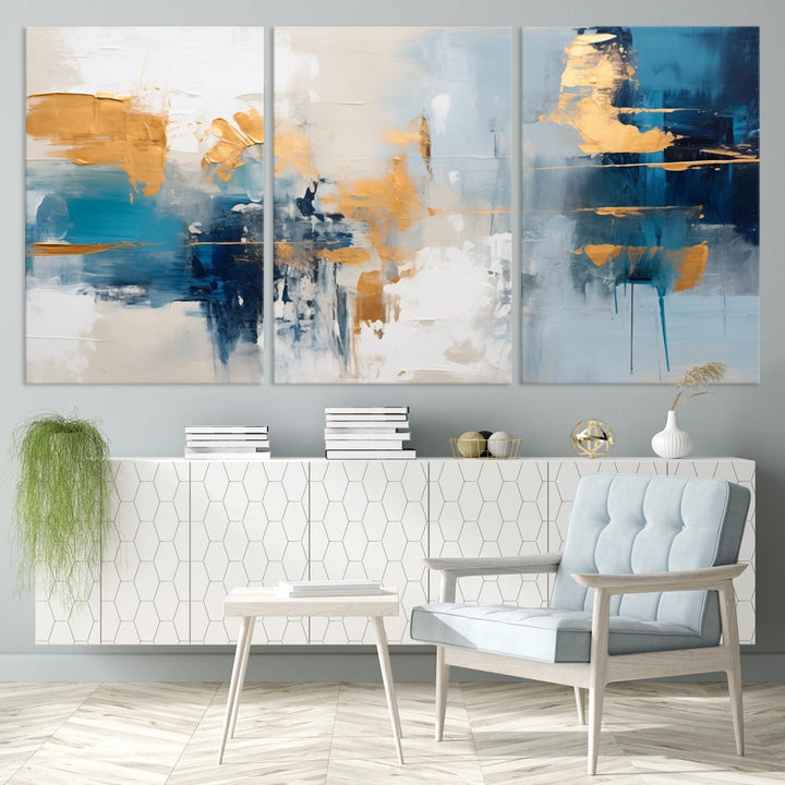 Soft Abstract Wall Art Printed on Original Canvas Set of Piece Extra Large Wall Decor for Bedroom, Living Room