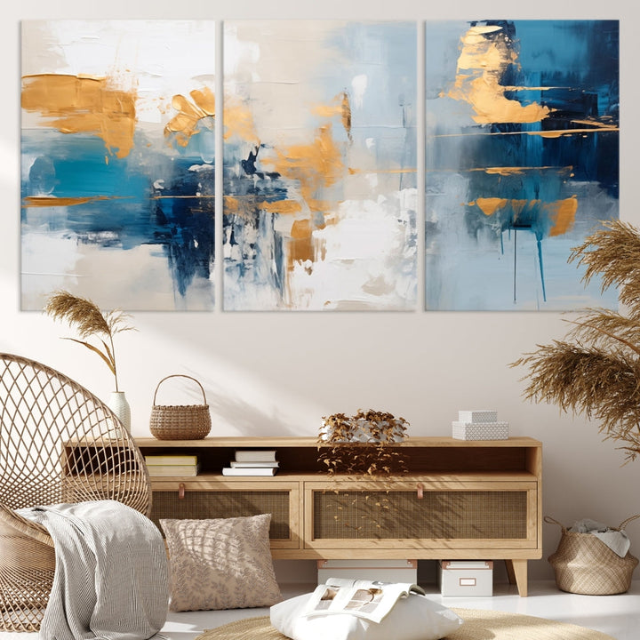 Soft Abstract Wall Art Printed on Original Canvas Set of Piece Extra Large Wall Decor for Bedroom, Living Room