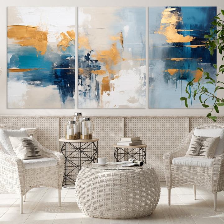 Soft Abstract Wall Art Printed on Original Canvas Set of Piece Extra Large Wall Decor for Bedroom, Living Room