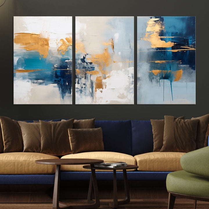 Soft Abstract Wall Art Printed on Original Canvas Set of Piece Extra Large Wall Decor for Bedroom, Living Room