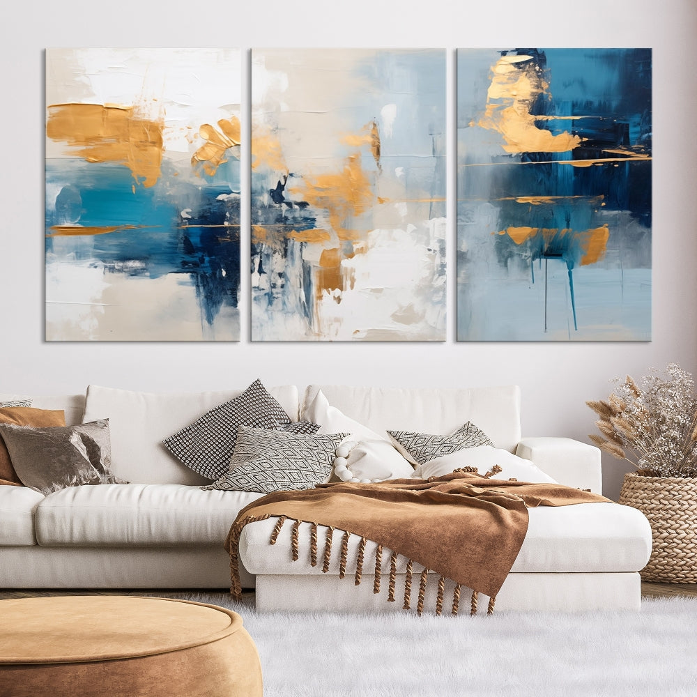 Soft Abstract Wall Art Printed on Original Canvas Set of Piece Extra Large Wall Decor for Bedroom, Living Room