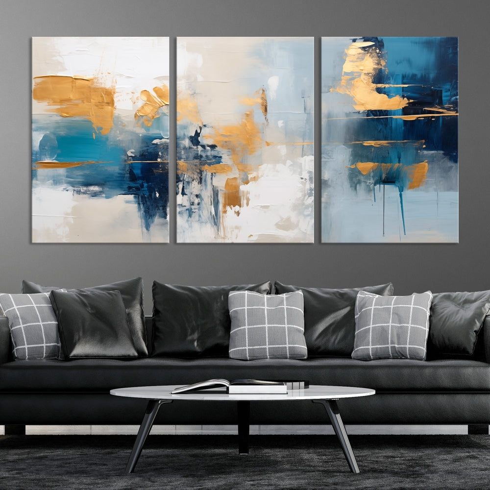 Soft Abstract Wall Art Printed on Original Canvas Set of Piece Extra Large Wall Decor for Bedroom, Living Room