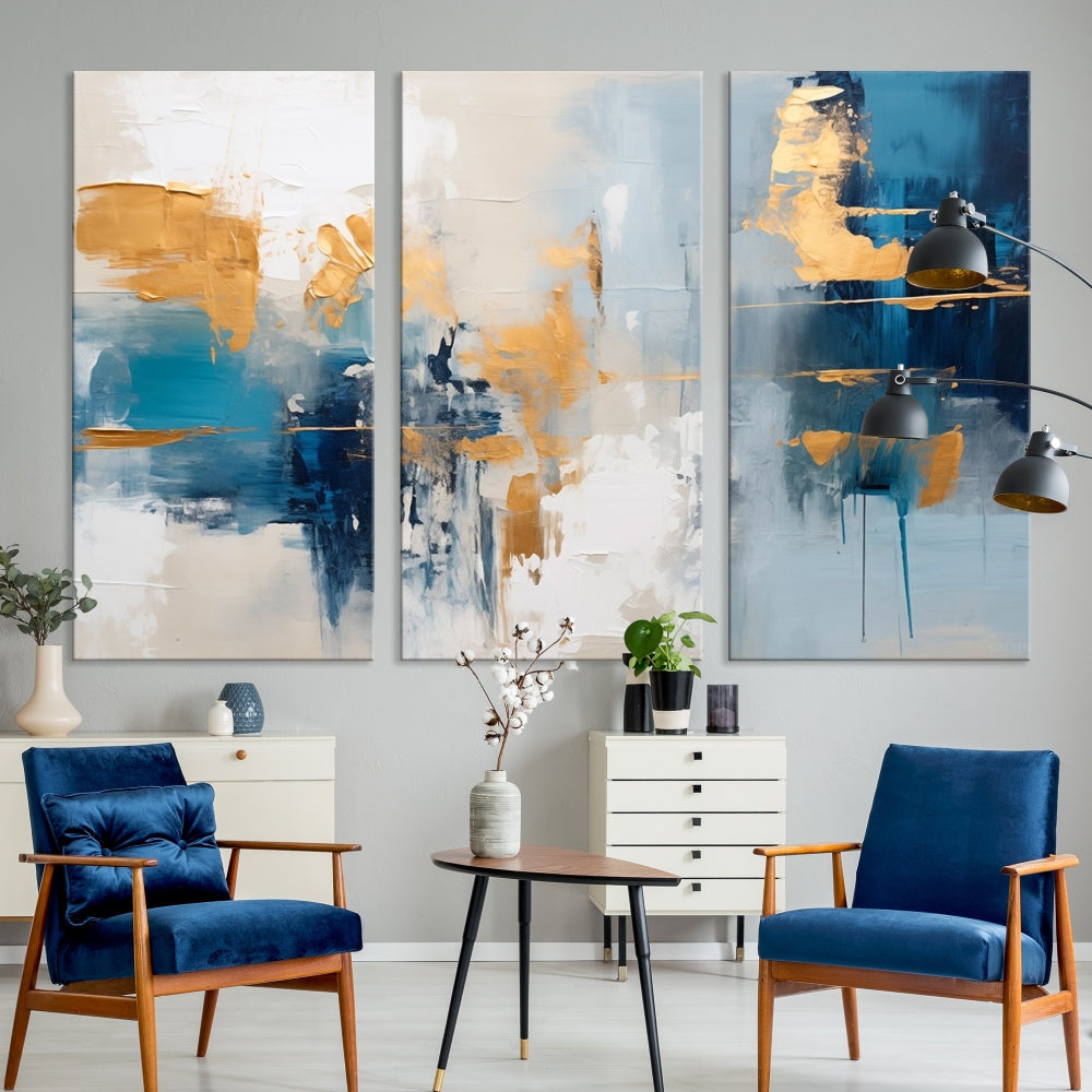 Soft Abstract Wall Art Printed on Original Canvas Set of Piece Extra Large Wall Decor for Bedroom, Living Room