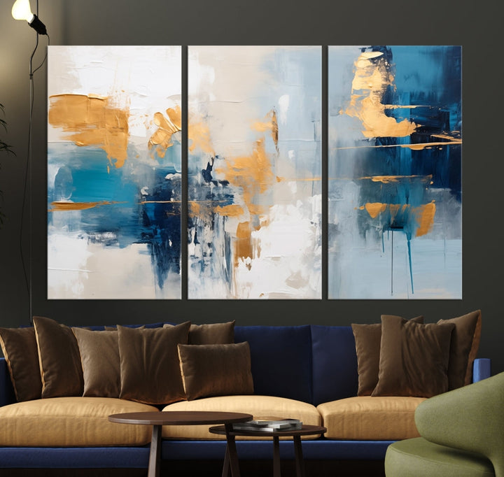 Soft Abstract Wall Art Printed on Original Canvas Set of Piece Extra Large Wall Decor for Bedroom, Living Room