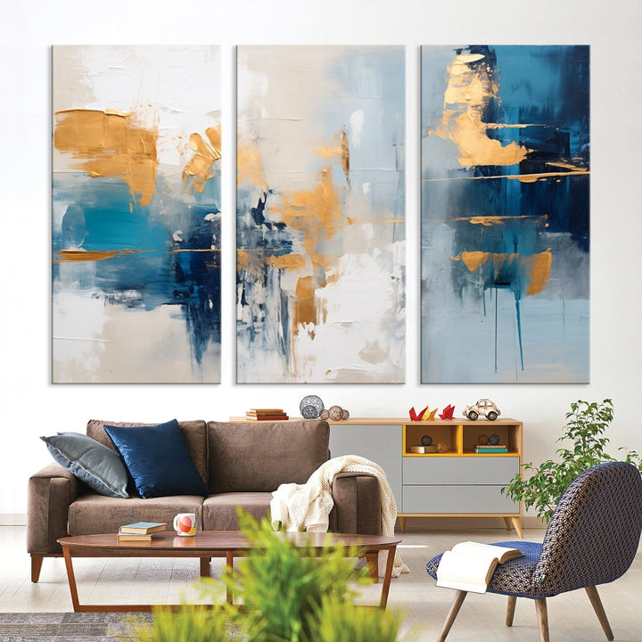 Soft Abstract Wall Art Printed on Original Canvas Set of Piece Extra Large Wall Decor for Bedroom, Living Room