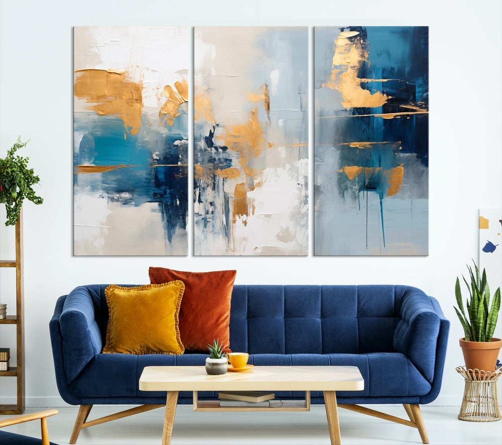 Soft Abstract Wall Art Printed on Original Canvas Set of Piece Extra Large Wall Decor for Bedroom, Living Room