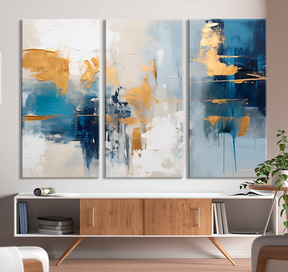 Soft Abstract Wall Art Printed on Original Canvas Set of Piece Extra Large Wall Decor for Bedroom, Living Room