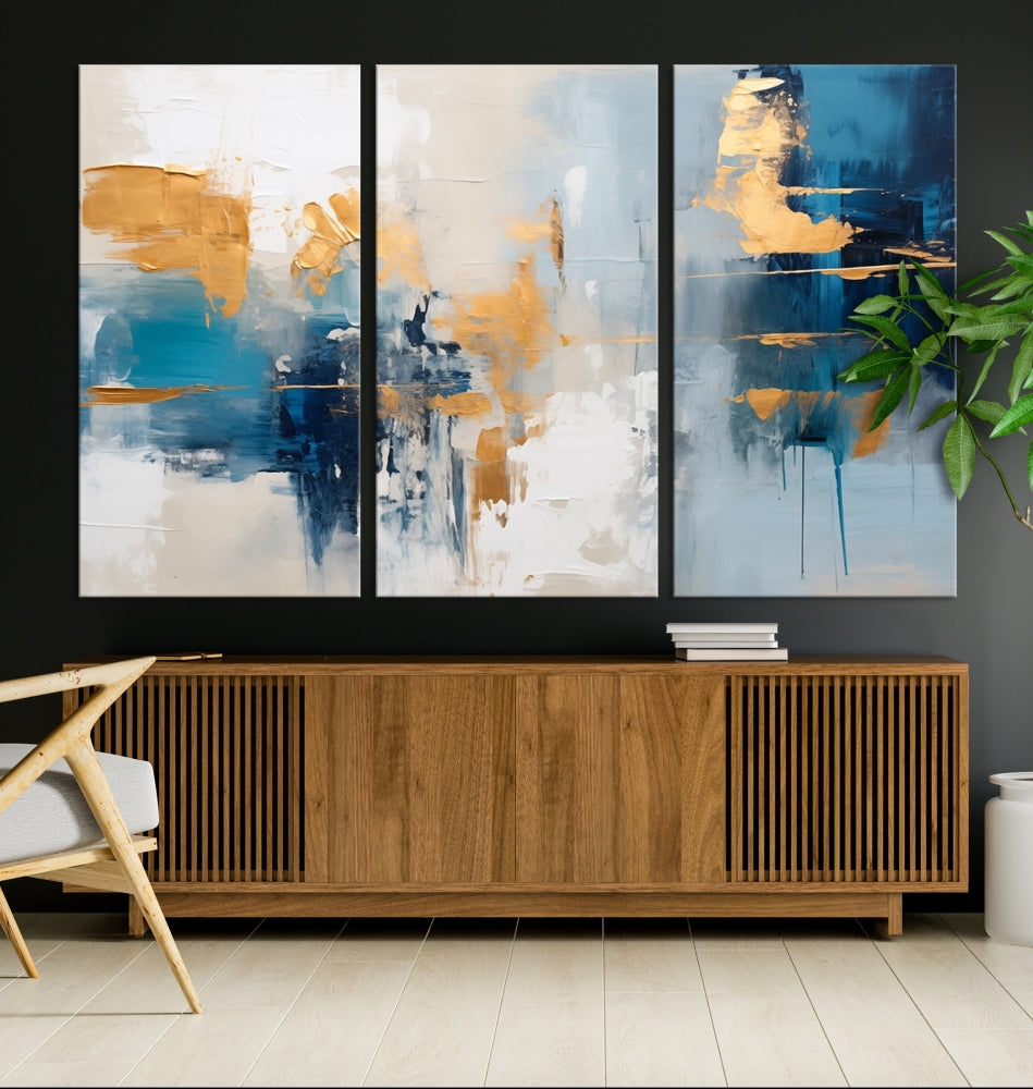 Soft Abstract Wall Art Printed on Original Canvas Set of Piece Extra Large Wall Decor for Bedroom, Living Room