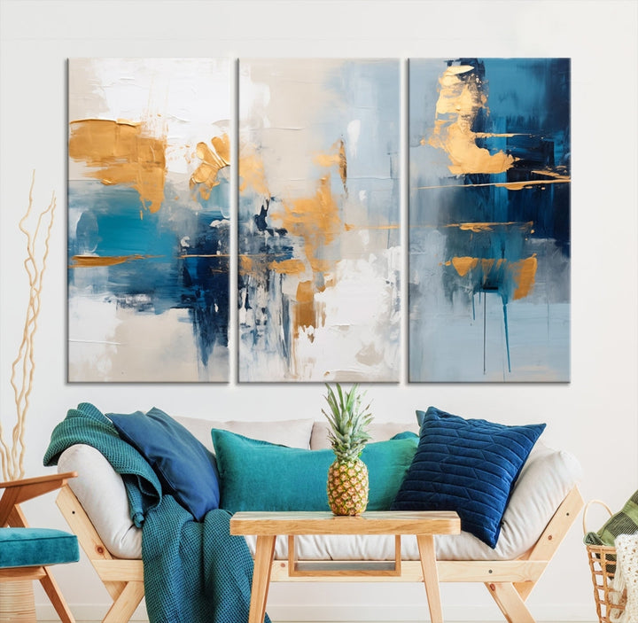 Soft Abstract Wall Art Printed on Original Canvas Set of Piece Extra Large Wall Decor for Bedroom, Living Room