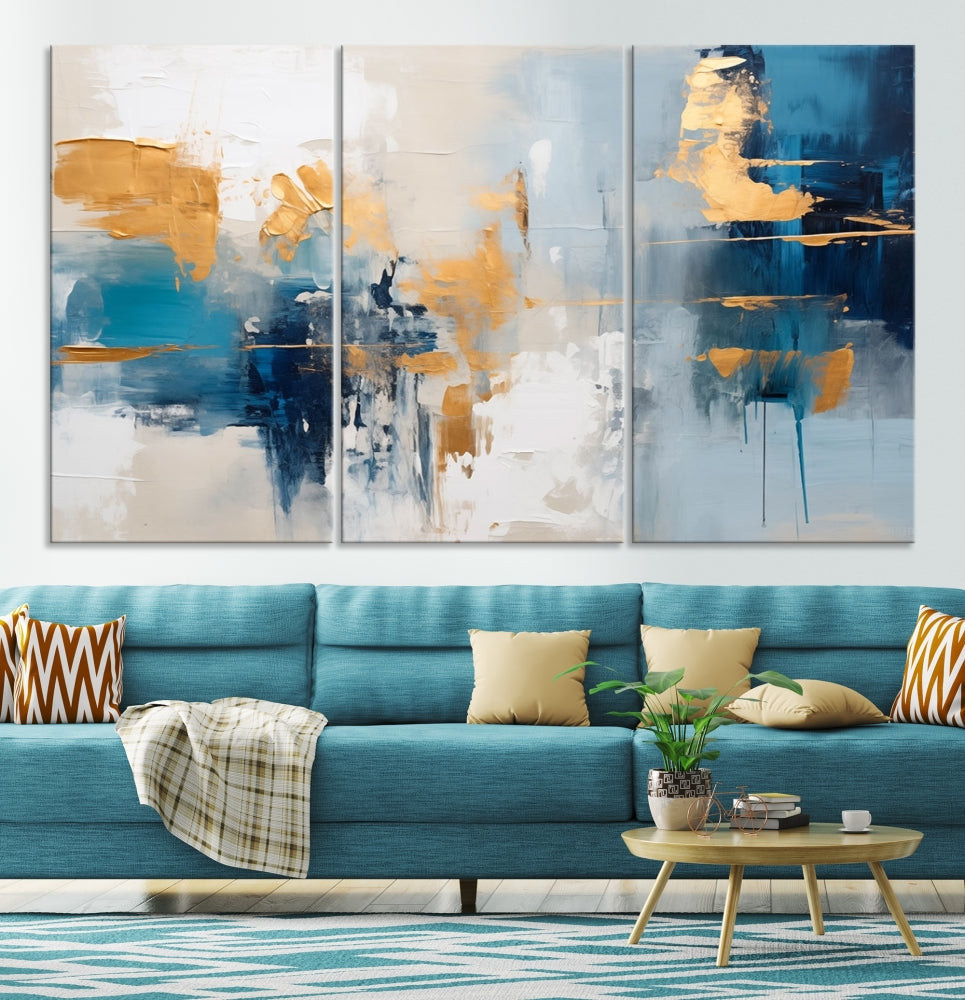 Soft Abstract Wall Art Printed on Original Canvas Set of Piece Extra Large Wall Decor for Bedroom, Living Room