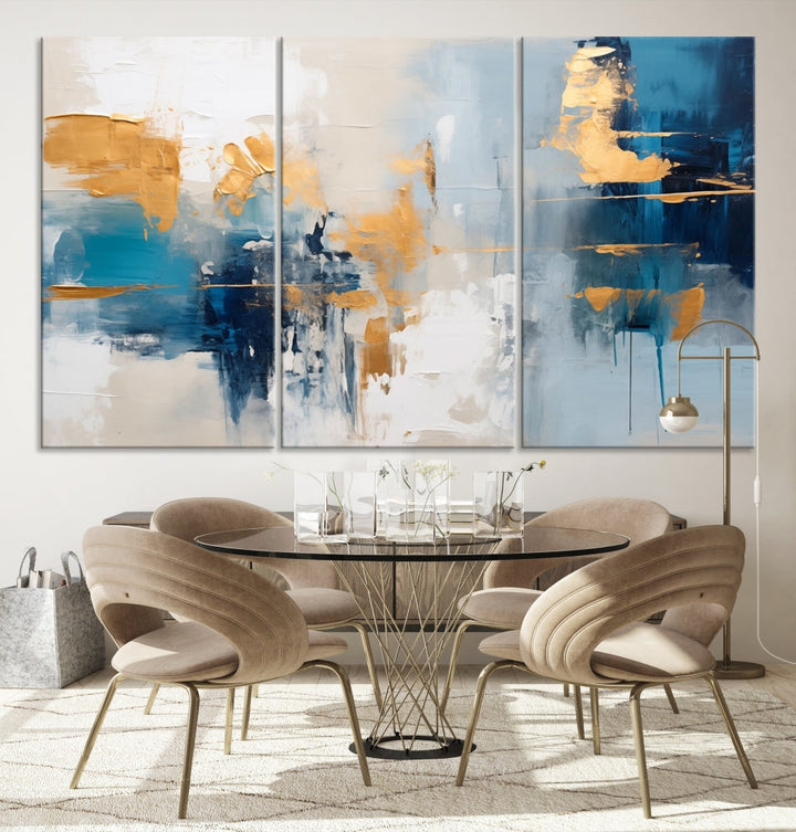 Soft Abstract Wall Art Printed on Original Canvas Set of Piece Extra Large Wall Decor for Bedroom, Living Room