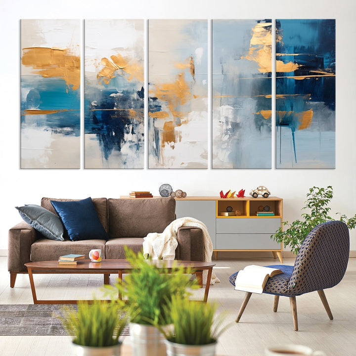 Soft Abstract Wall Art Printed on Original Canvas Set of Piece Extra Large Wall Decor for Bedroom, Living Room