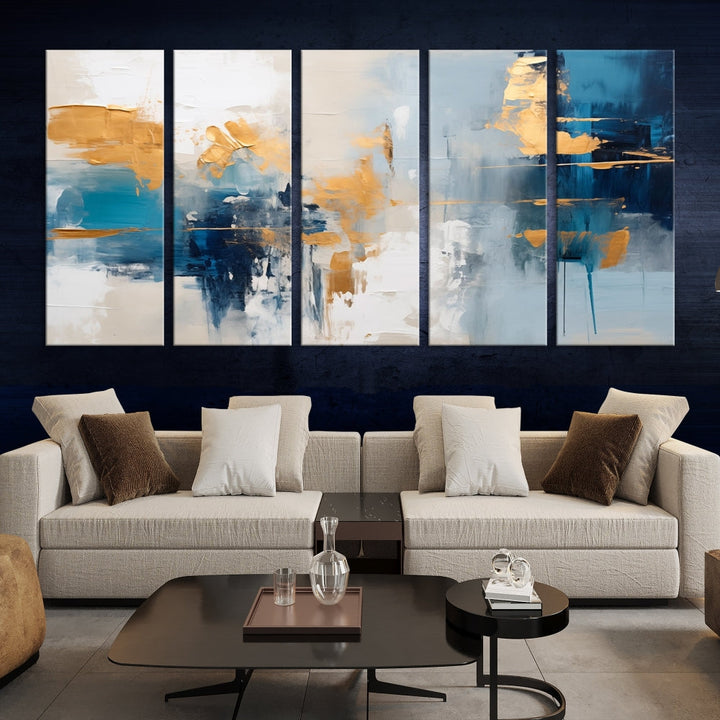 Soft Abstract Wall Art Printed on Original Canvas Set of Piece Extra Large Wall Decor for Bedroom, Living Room