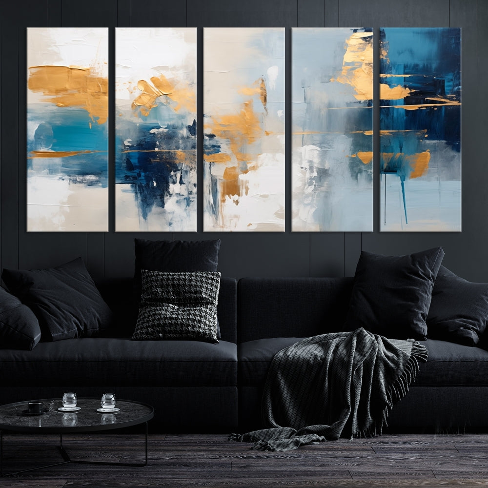 Soft Abstract Wall Art Printed on Original Canvas Set of Piece Extra Large Wall Decor for Bedroom, Living Room