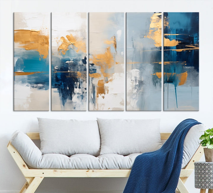 Soft Abstract Wall Art Printed on Original Canvas Set of Piece Extra Large Wall Decor for Bedroom, Living Room