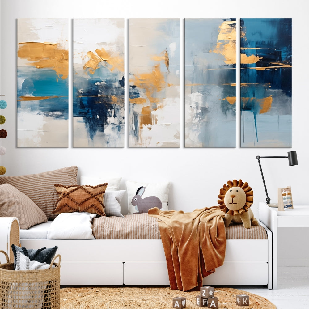 Soft Abstract Wall Art Printed on Original Canvas Set of Piece Extra Large Wall Decor for Bedroom, Living Room