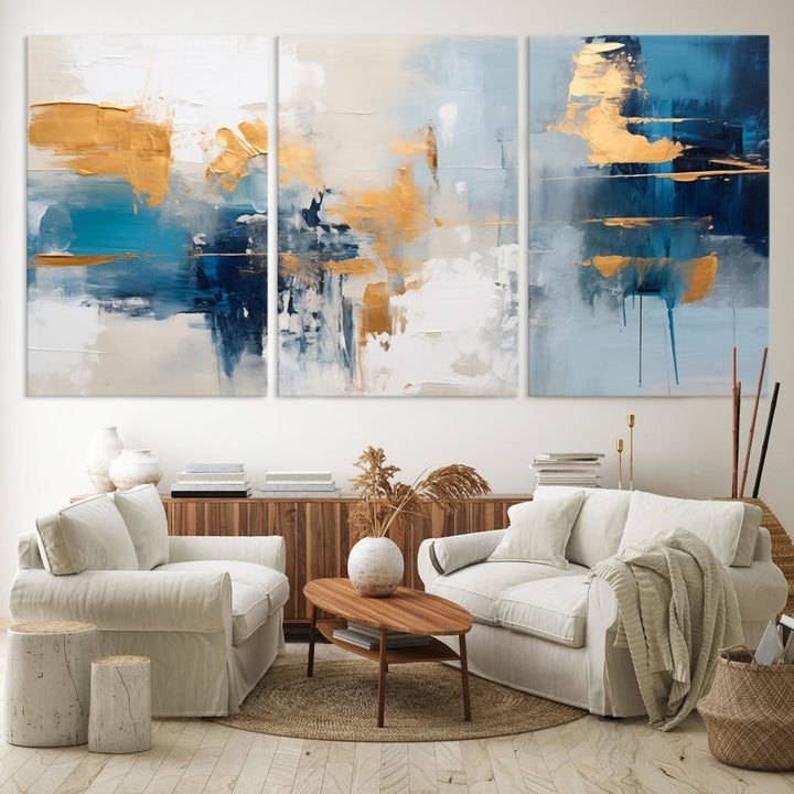 Soft Abstract Wall Art Printed on Original Canvas Set of Piece Extra Large Wall Decor for Bedroom, Living Room