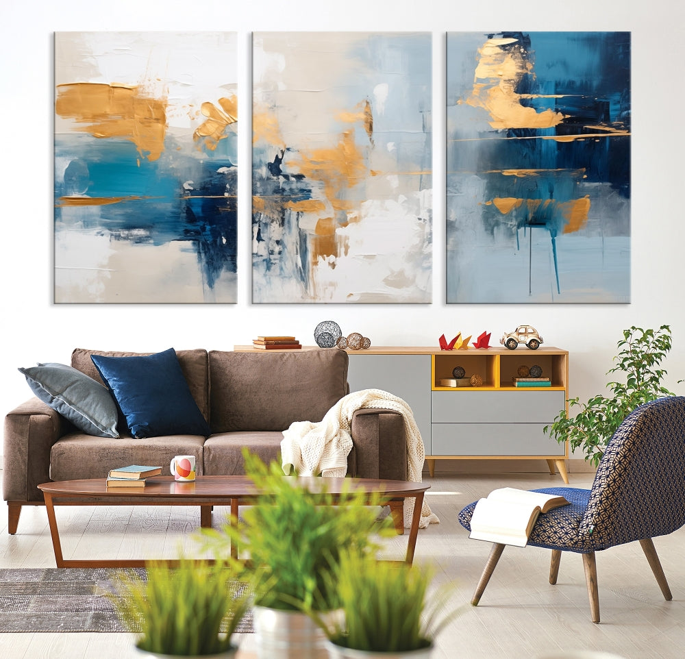 Soft Abstract Wall Art Printed on Original Canvas Set of Piece Extra Large Wall Decor for Bedroom, Living Room