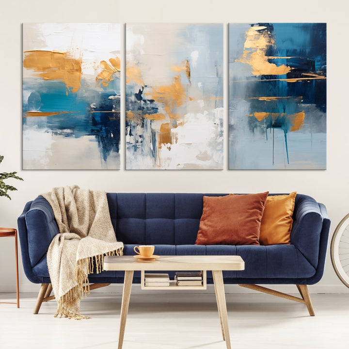 Soft Abstract Wall Art Printed on Original Canvas Set of Piece Extra Large Wall Decor for Bedroom, Living Room