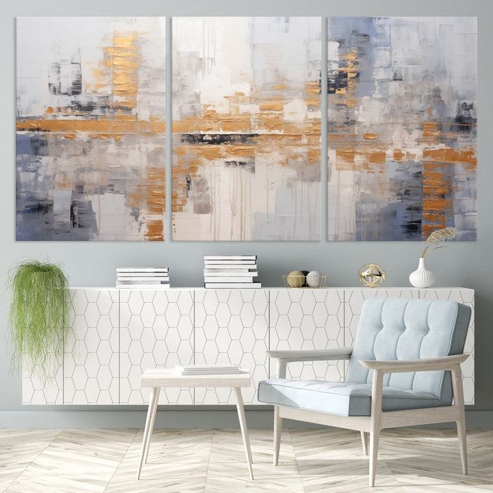 Soft Modern Abstract Canvas Print Wall Decor Bohemian Wall Art Framed Set of