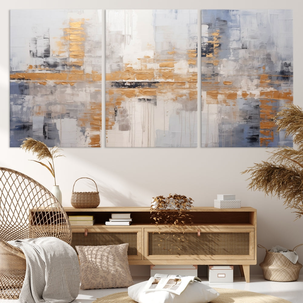 Soft Modern Abstract Canvas Print Wall Decor Bohemian Wall Art Framed Set of