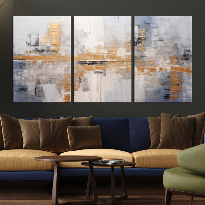 Soft Modern Abstract Canvas Print Wall Decor Bohemian Wall Art Framed Set of