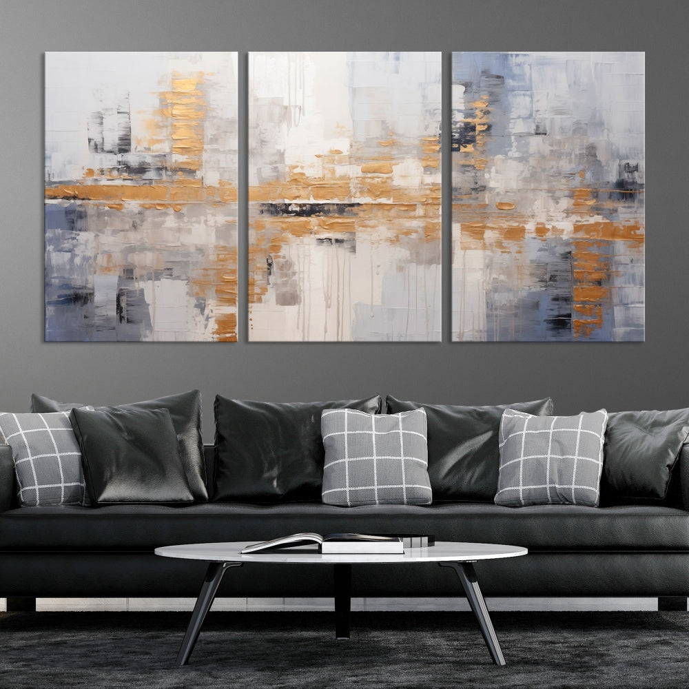 Soft Modern Abstract Canvas Print Wall Decor Bohemian Wall Art Framed Set of