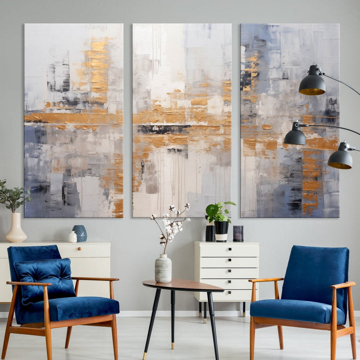 Soft Modern Abstract Canvas Print Wall Decor Bohemian Wall Art Framed Set of