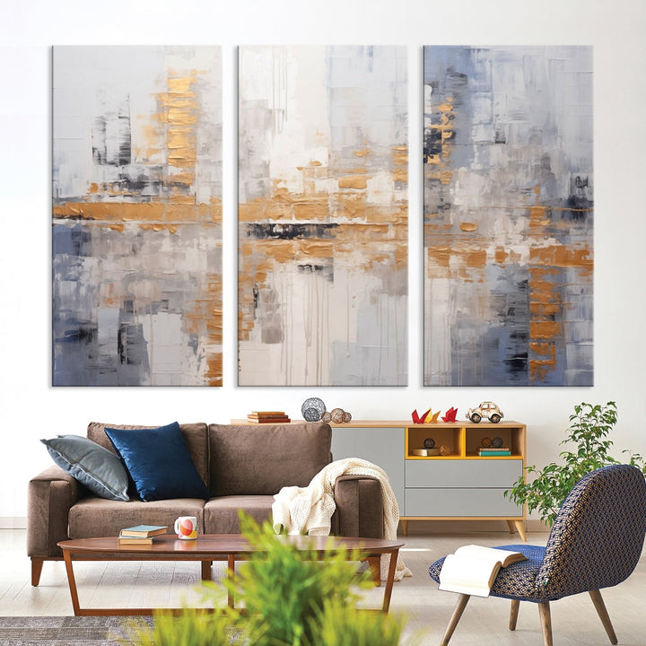 Soft Modern Abstract Canvas Print Wall Decor Bohemian Wall Art Framed Set of