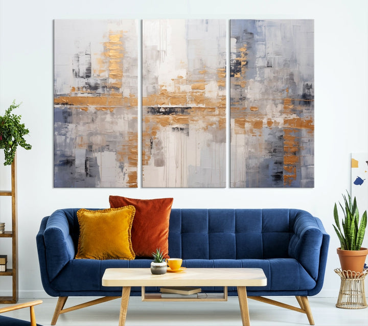 Soft Modern Abstract Canvas Print Wall Decor Bohemian Wall Art Framed Set of