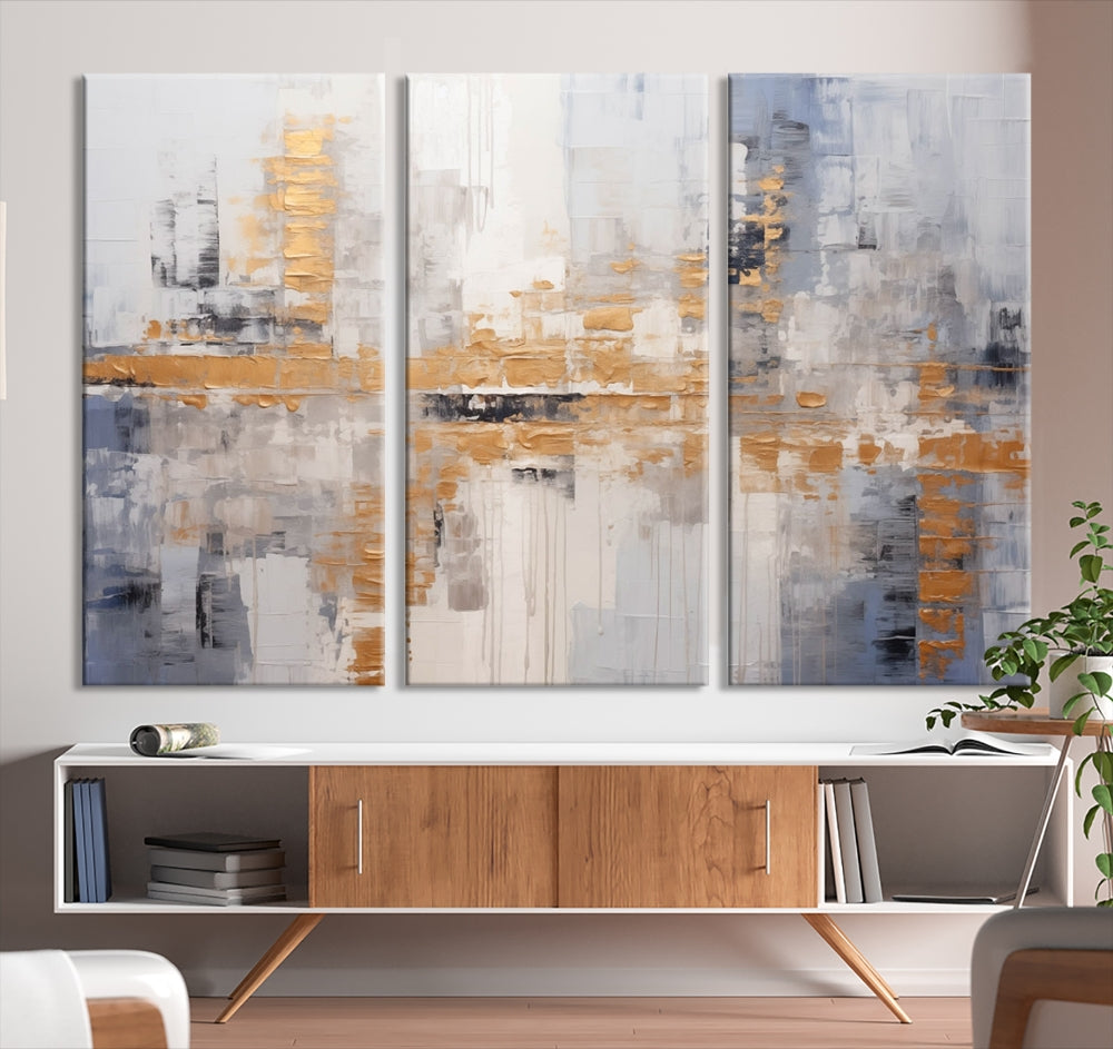 Soft Modern Abstract Canvas Print Wall Decor Bohemian Wall Art Framed Set of