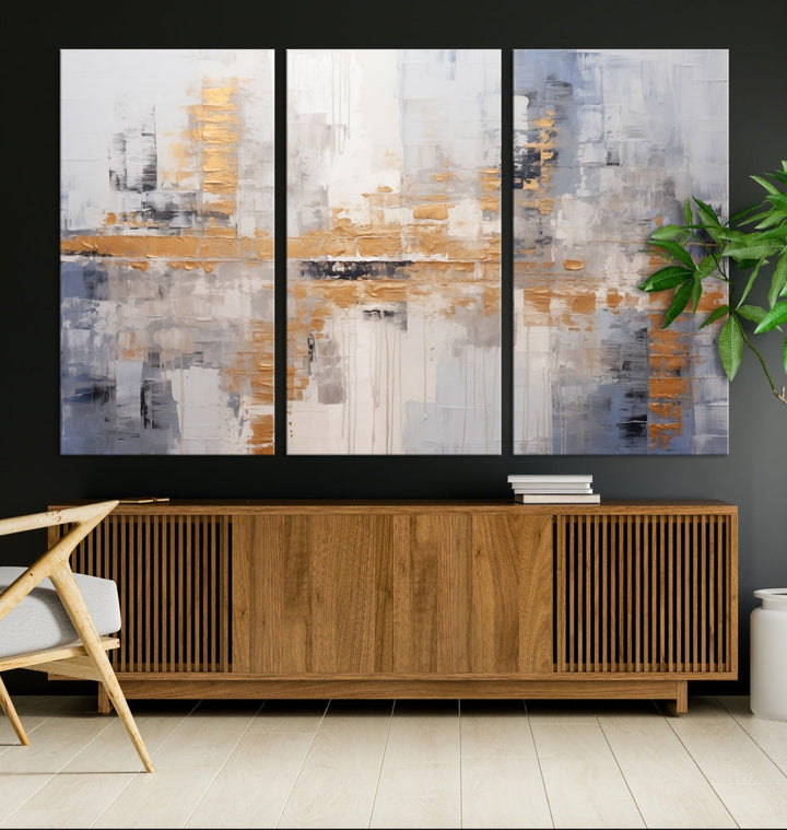 Soft Modern Abstract Canvas Print Wall Decor Bohemian Wall Art Framed Set of