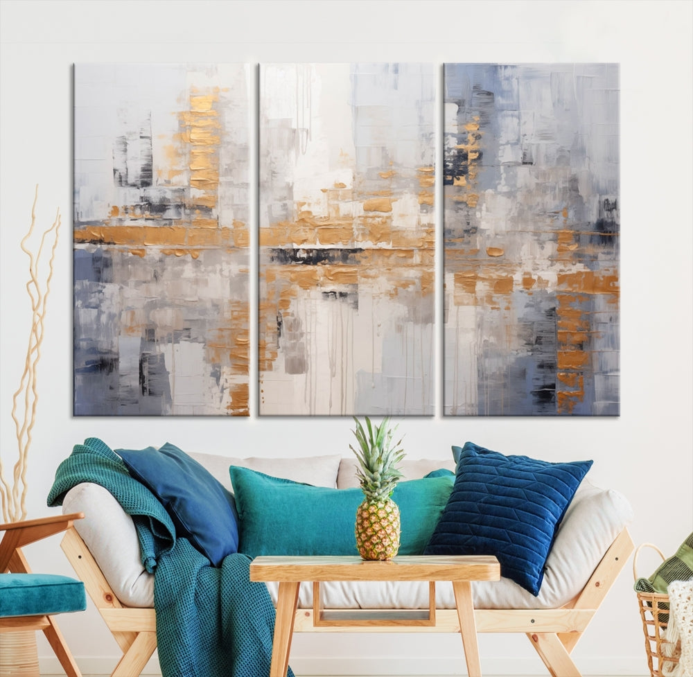 Soft Modern Abstract Canvas Print Wall Decor Bohemian Wall Art Framed Set of