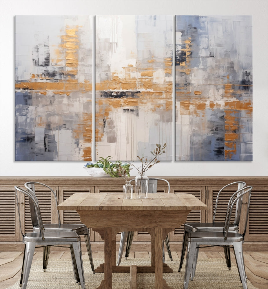 Soft Modern Abstract Canvas Print Wall Decor Bohemian Wall Art Framed Set of