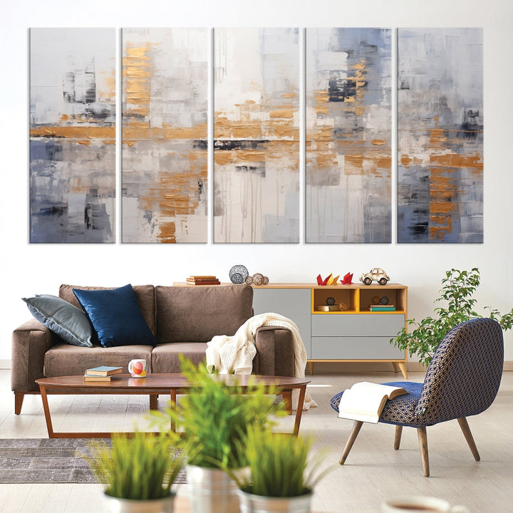 Soft Modern Abstract Canvas Print Wall Decor Bohemian Wall Art Framed Set of