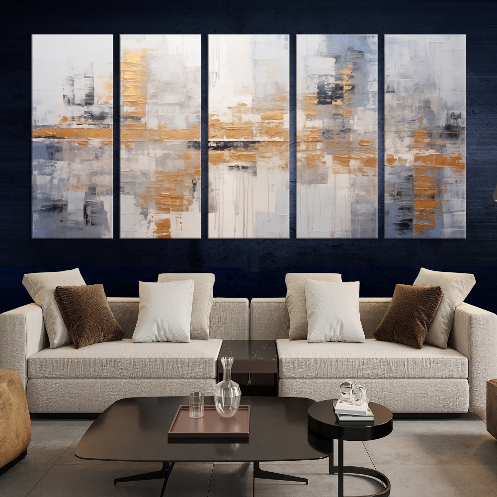 Soft Modern Abstract Canvas Print Wall Decor Bohemian Wall Art Framed Set of