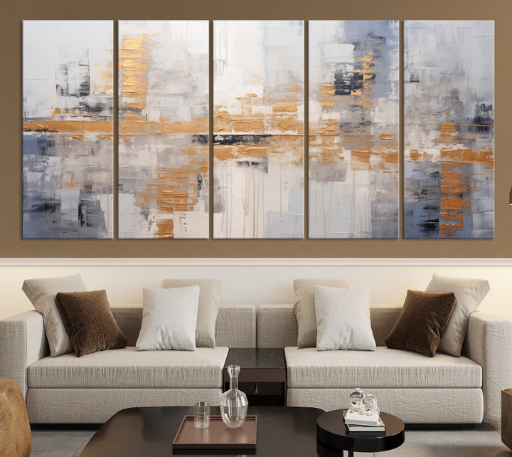 Soft Modern Abstract Canvas Print Wall Decor Bohemian Wall Art Framed Set of