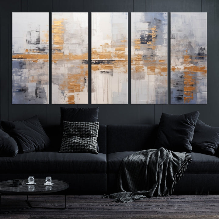 Soft Modern Abstract Canvas Print Wall Decor Bohemian Wall Art Framed Set of