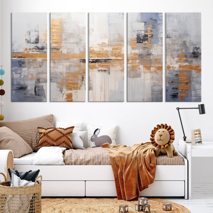 Soft Modern Abstract Canvas Print Wall Decor Bohemian Wall Art Framed Set of