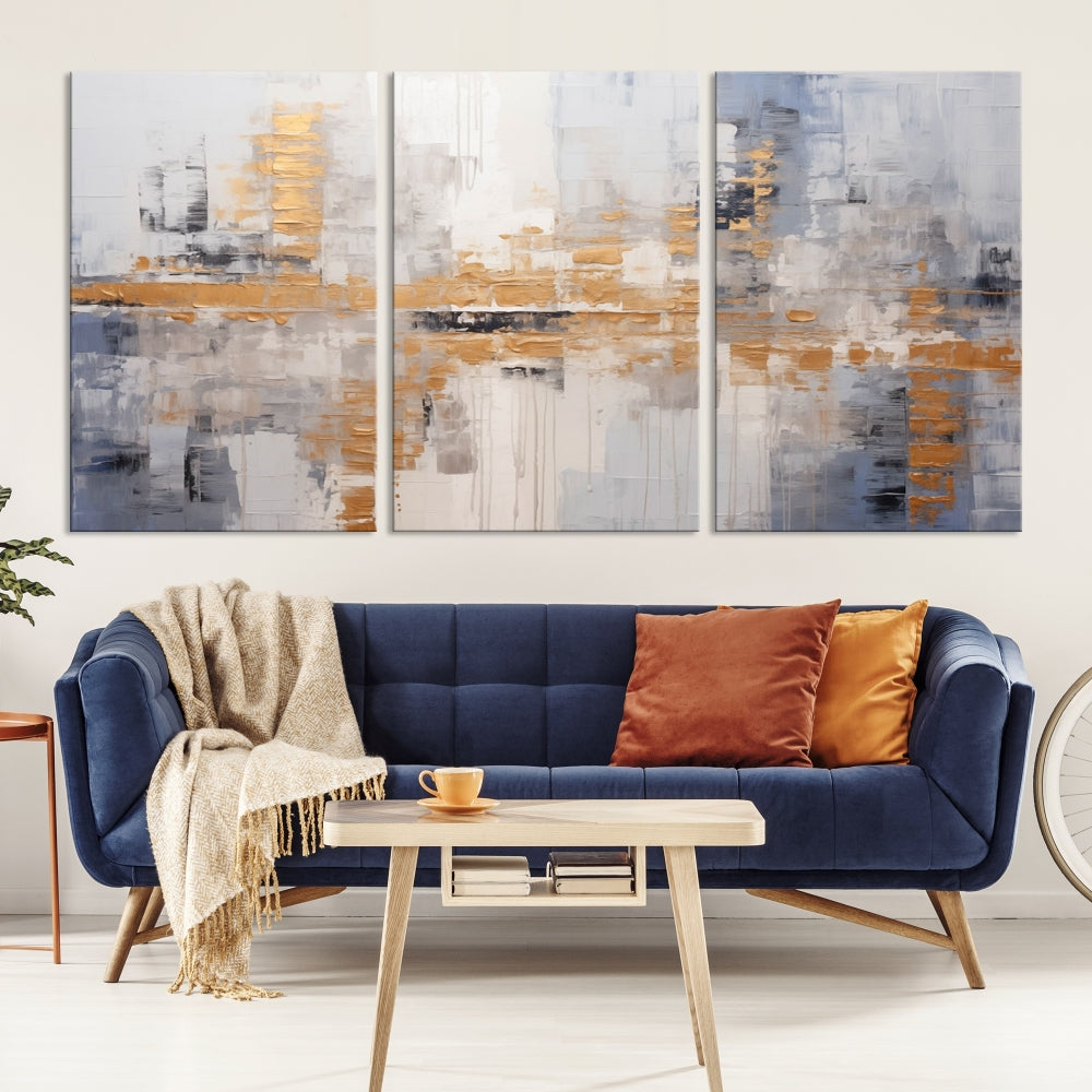 Soft Modern Abstract Canvas Print Wall Decor Bohemian Wall Art Framed Set of