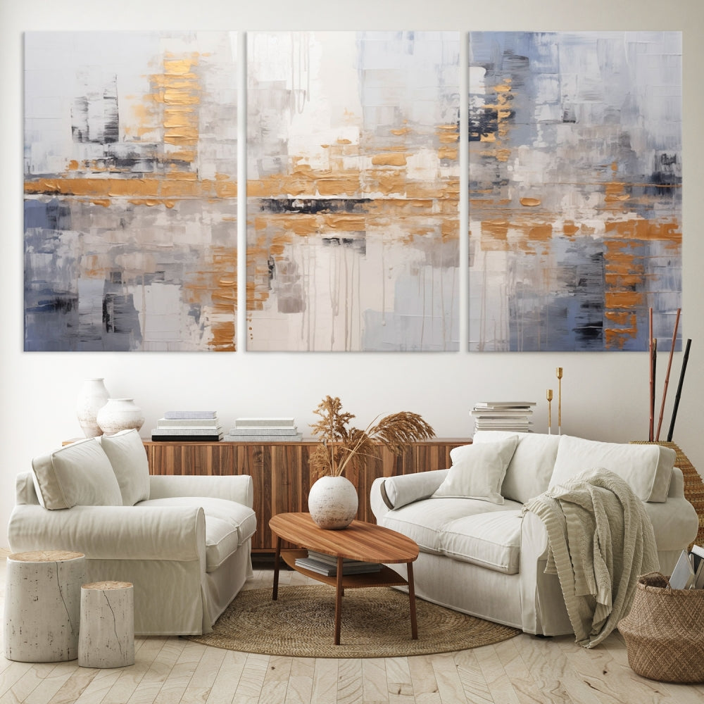 Soft Modern Abstract Canvas Print Wall Decor Bohemian Wall Art Framed Set of