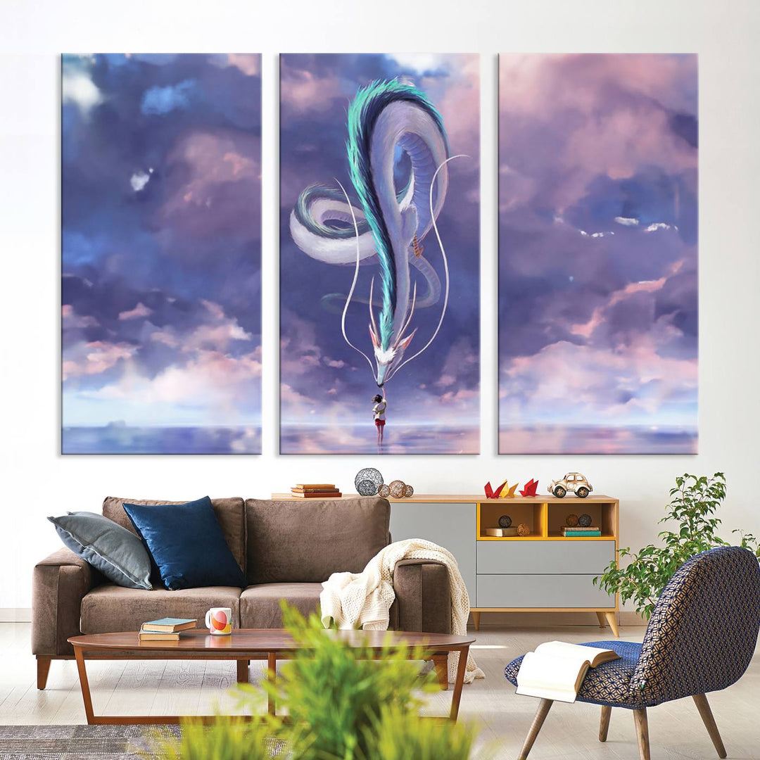 Spirited Away Haku and Chihiro Poster - Anime Lover - Hayao Miyazaki - Studio Ghibli Poster - Anime Poster