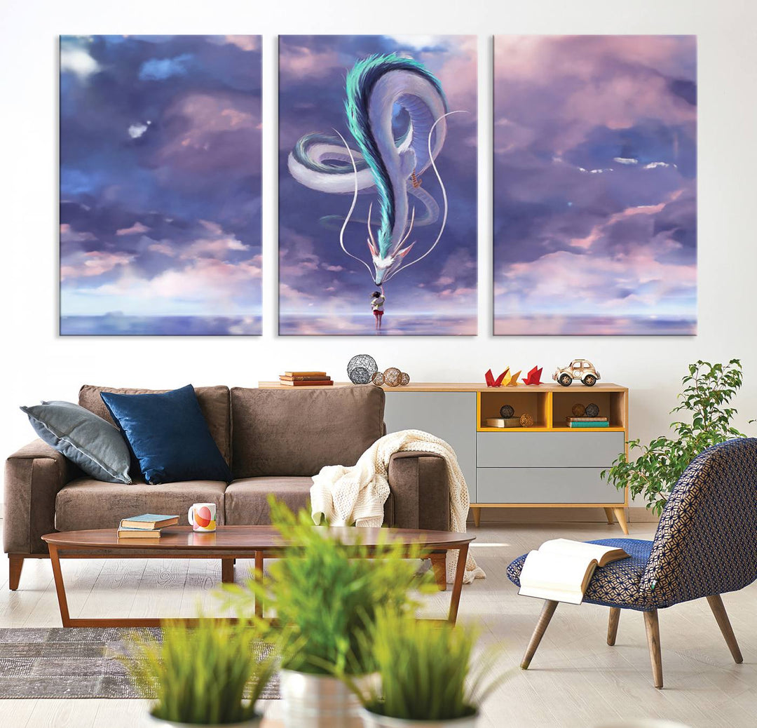 Spirited Away Haku and Chihiro Poster - Anime Lover - Hayao Miyazaki - Studio Ghibli Poster - Anime Poster