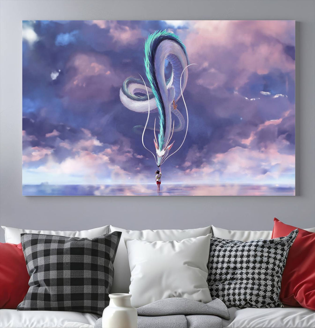 Spirited Away Haku and Chihiro Poster - Anime Lover - Hayao Miyazaki - Studio Ghibli Poster - Anime Poster