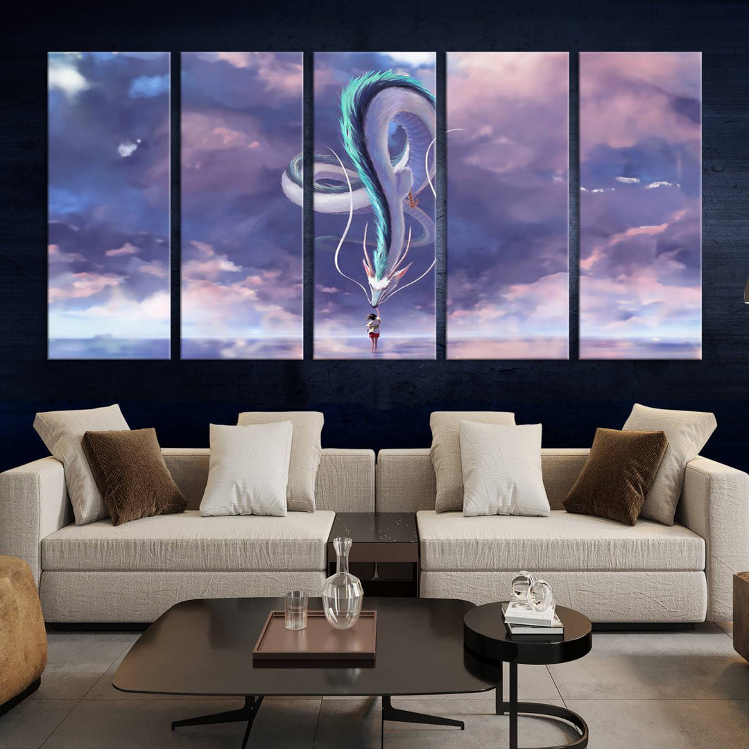 Spirited Away Haku and Chihiro Poster - Anime Lover - Hayao Miyazaki - Studio Ghibli Poster - Anime Poster