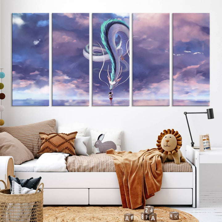 Spirited Away Haku and Chihiro Poster - Anime Lover - Hayao Miyazaki - Studio Ghibli Poster - Anime Poster