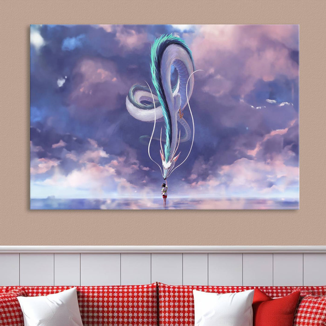 Spirited Away Haku and Chihiro Poster - Anime Lover - Hayao Miyazaki - Studio Ghibli Poster - Anime Poster