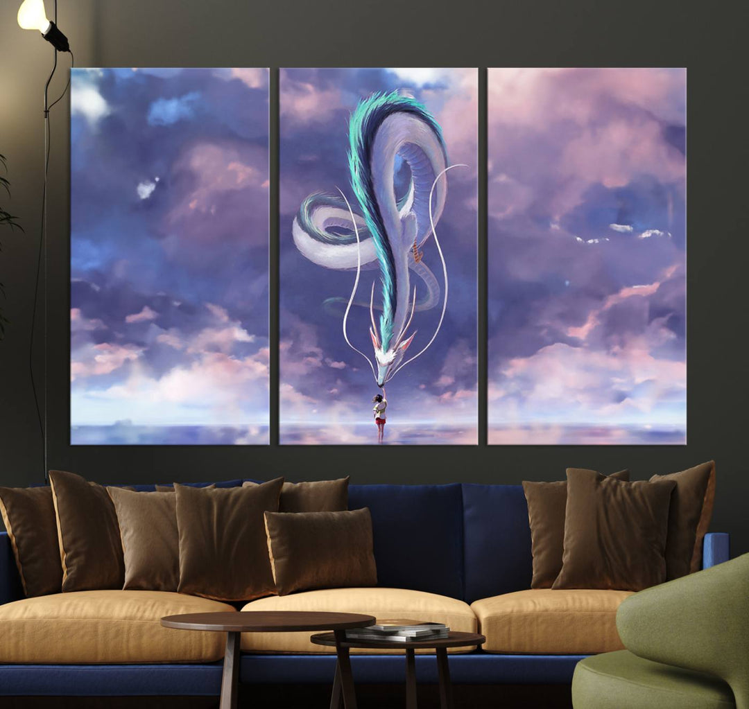 Spirited Away Haku and Chihiro Poster - Anime Lover - Hayao Miyazaki - Studio Ghibli Poster - Anime Poster