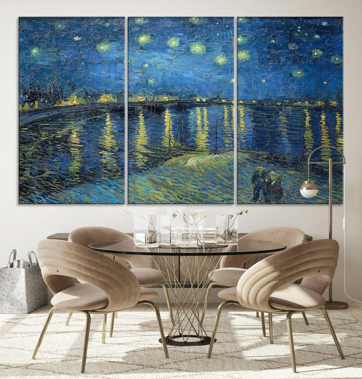 Starry Night Over The Rhone by Vincent Van Gogh Wall Art Canvas Print Framed