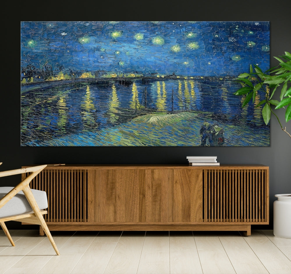 Starry Night Over The Rhone by Vincent Van Gogh Wall Art Canvas Print Framed